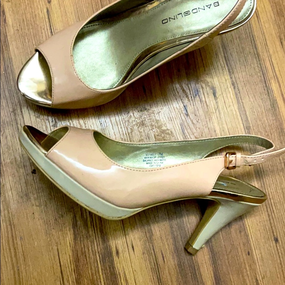 Nude sling backs